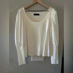 Pomander Place Women's Puff Sleeve Long Sleeve Top - Ivory - Medium